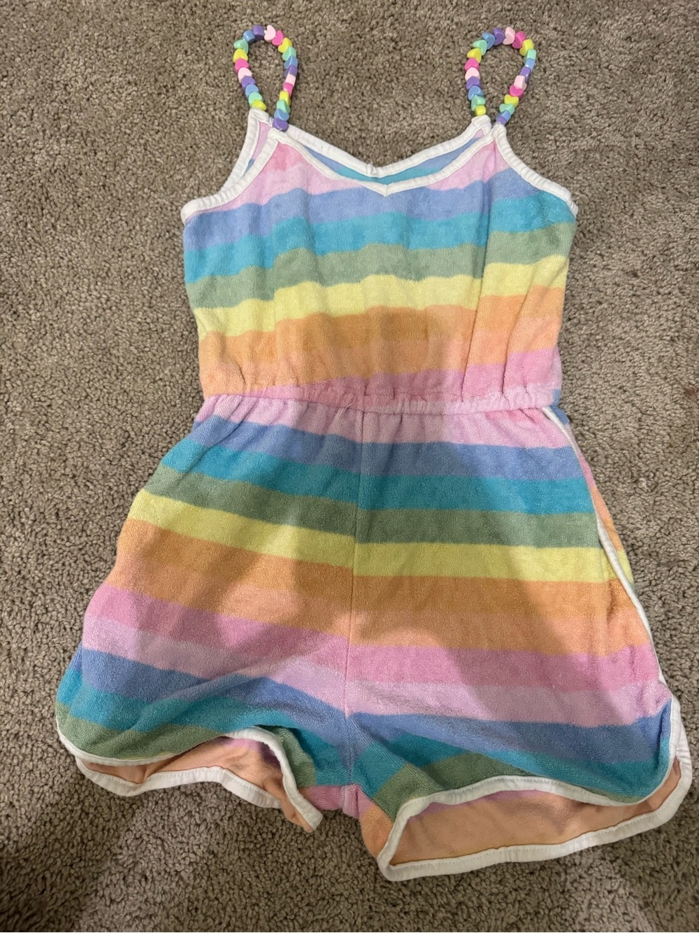 Lola + The Boys Pastel Rainbow Stripe Terry Romper